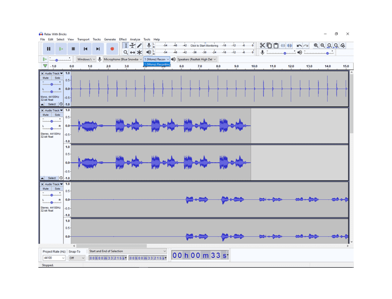 Why is Audacity Recording at End of Track  