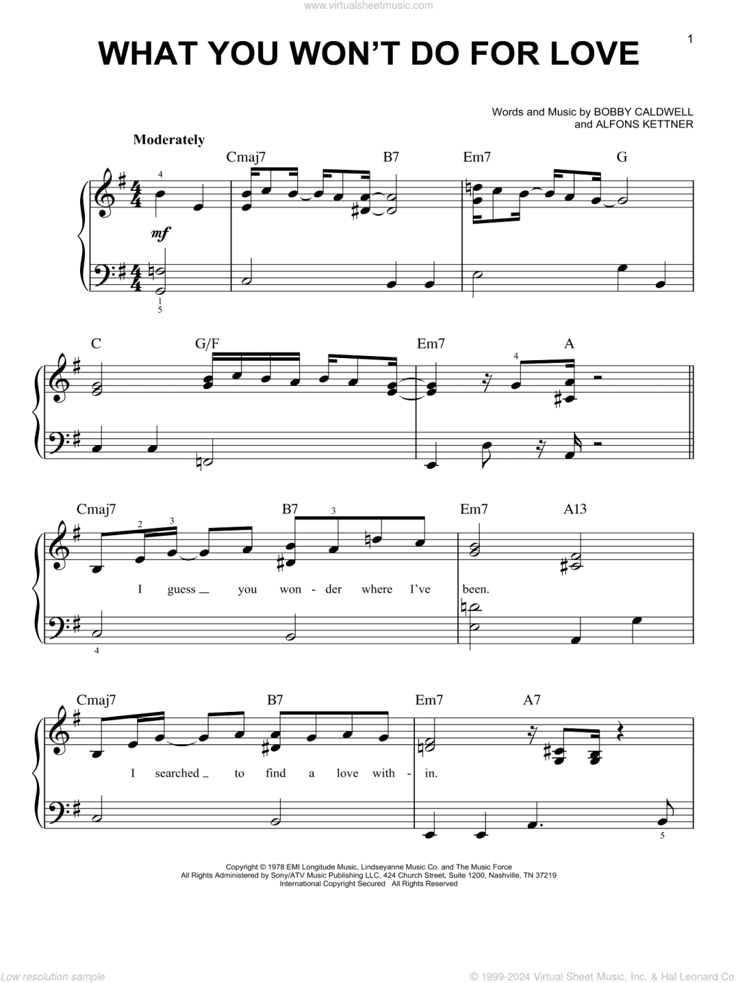 What You Won'T Do for Love Chords Piano