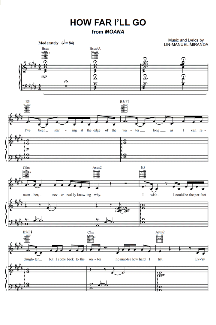 How Far Piano Chords