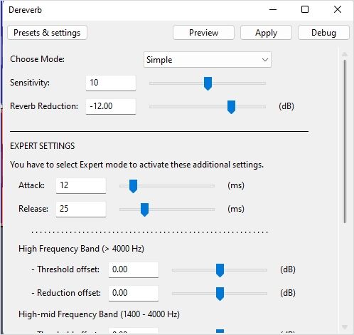 De Reverb Audacity