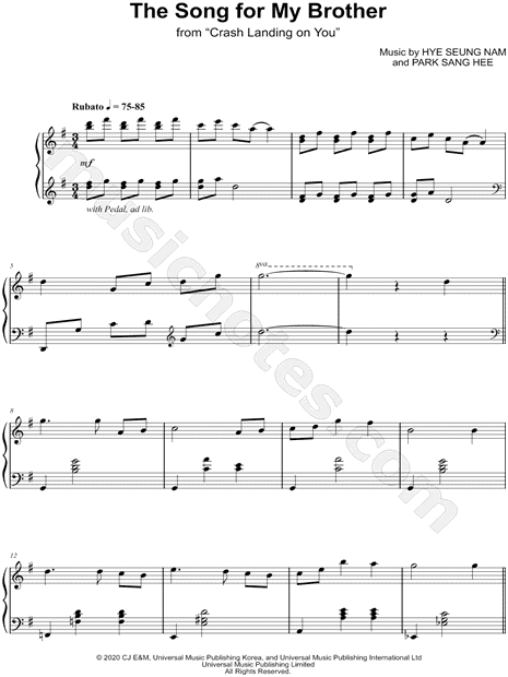 What is the Piano Song in Crash Landing on You  