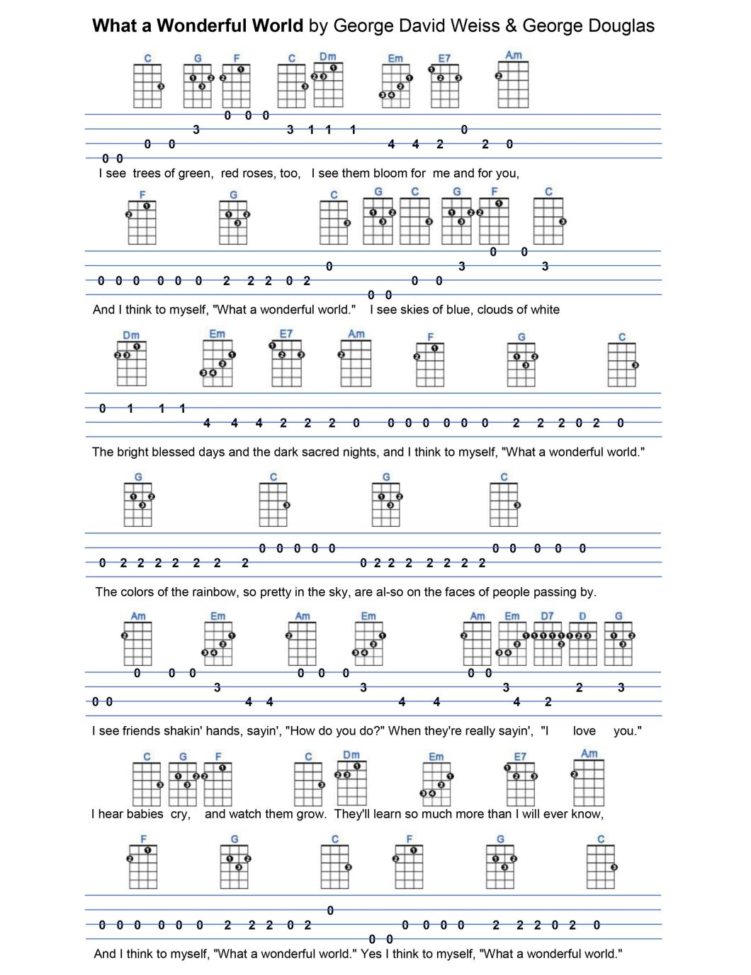 What a Wonderful World Ukulele  