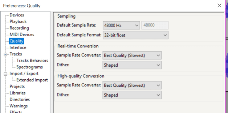 What is Project Rate in Audacity  
