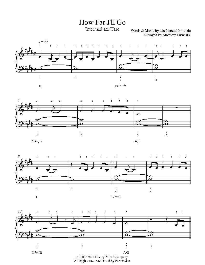 How Far I'Ll Go Piano Sheet  
